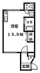 WestRiver1.4 ワンルームの間取図画像