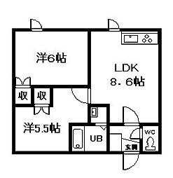 フレンツェ 2LDKの間取図画像