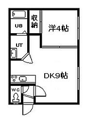 カデル 1DKの間取図画像