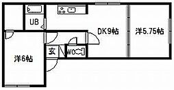 グリーンコーポ 2DKの間取図画像