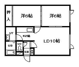 M・Kマンション 2LDKの間取図画像