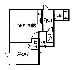 ダイヤハイツ錦町13 1LDKの間取図画像