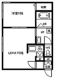 ダイヤハイツ錦町13 1DKの間取図画像