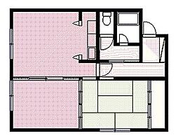 ボートシャフト 2DKの間取図画像