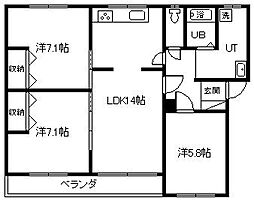 フォレリヴィエール 3LDKの間取図画像