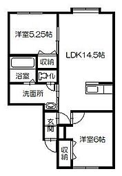 ビクトリー神居 2LDKの間取図画像