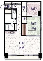 第一レジデンス太陽の郷 1LDKの間取図画像