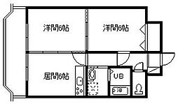 日宝ノルテ1条通 2DKの間取図画像