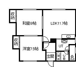 富岡コーポ 2LDKの間取図画像