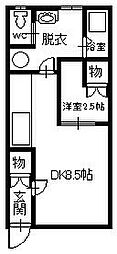シェリル北町 1DKの間取図画像