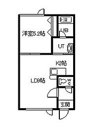 カンフォート藤 1LDKの間取図画像