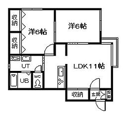 プライムコート 2LDKの間取図画像