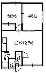 天宮マンションA 2LDKの間取図画像
