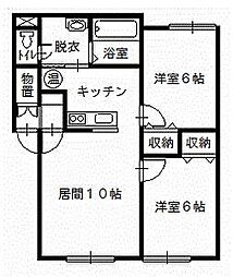 ル・ピエス 2LDKの間取図画像