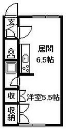 インペリアル14 1DKの間取図画像