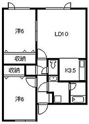 リバーサイドハイツA 2LDKの間取図画像