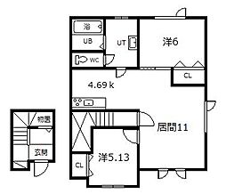 スカイシティ 2LDKの間取図画像