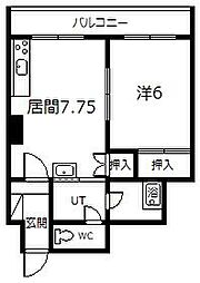 ロータリーハイツ 1DKの間取図画像