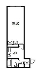 東ハイツ8・8 1Kの間取図画像