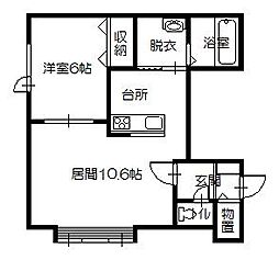 ゼロワン 1LDKの間取図画像