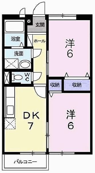 ハイム　ソレイユＡ 202｜兵庫県高砂市米田町米田(賃貸アパート2DK・2階・46.13㎡)の写真 その2