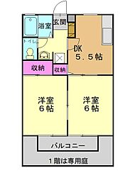 サンライフちぐさA棟 2DKの間取図画像