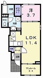 シャルエール 1LDKの間取図画像