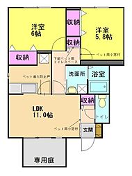 ウェルヴィラ 2LDKの間取図画像
