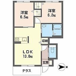 シャーメゾンひまわりB 2LDKの間取図画像