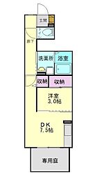 サンガーデンメル 1DKの間取図画像