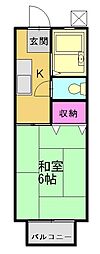 香山ハイツ 1Kの間取図画像
