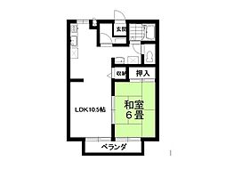フラワーシティA棟 1LDKの間取図画像