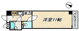 リアンジェ神戸北 6階1Kの間取り