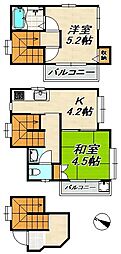 オーレスコート板宿 2Kの間取図画像