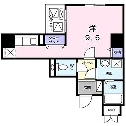 エトワール衣掛 1Kの間取図画像
