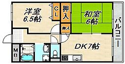 マンション妙法寺 2DKの間取図画像