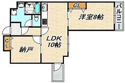 グレイス若松 1SLDKの間取図画像