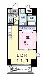 クラシェス新長田 1LDKの間取図画像