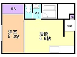 田房ビル 1DKの間取図画像