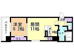 札幌市営南北線 さっぽろ駅 徒歩10分の賃貸マンション 2階1LDKの間取り