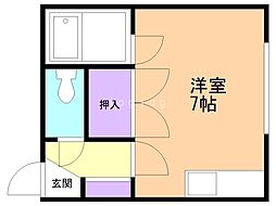 ヒュース北41A ワンルームの間取図画像
