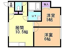 コーポ82 2LDKの間取図画像
