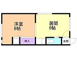 北裕荘 1DKの間取図画像