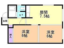 ファミール・モリ 2DKの間取図画像