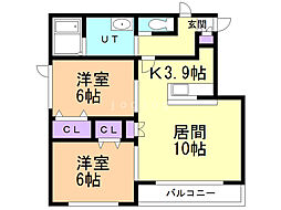 アパルトマン村上 2LDKの間取図画像