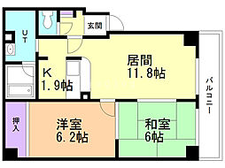サンフラワー元町 2LDKの間取図画像
