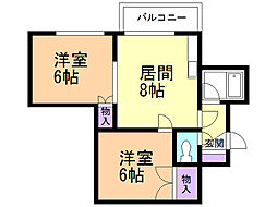 ステージイン20 2DKの間取図画像