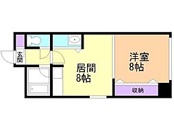 リバティー藤 1LDKの間取図画像