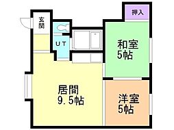 ブリリアント 2DKの間取図画像