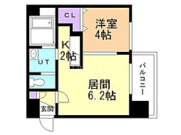 ヴィレッジ北大通壱番館 1LDKの間取図画像